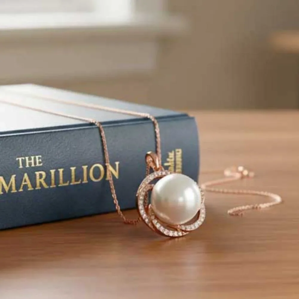 Ladies Elegant Rose Gold Pearl Necklace